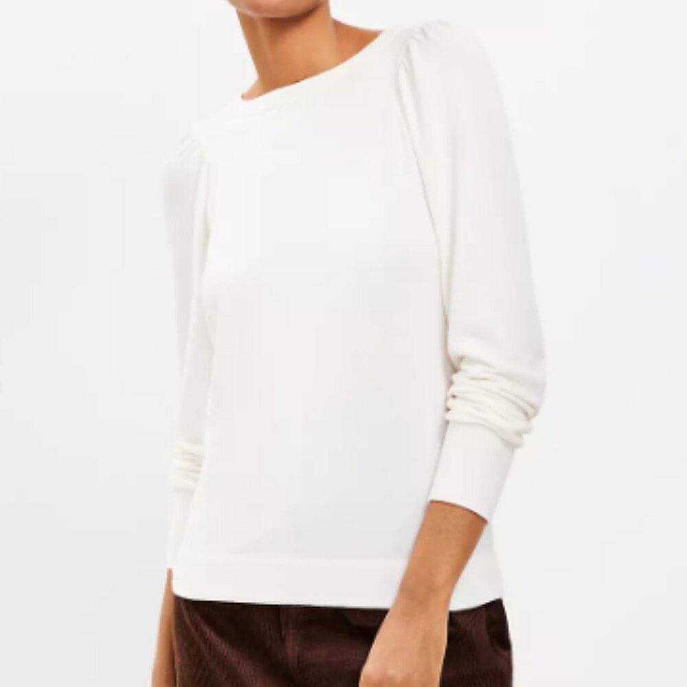 NWT LOFT Cozy Puff Sleeve Sweatshirt